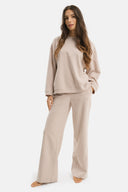 Set - Maglia girocollo e Pantalone Straight Panna