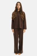 Set - Maglia girocollo e Pantalone Straight Caffé