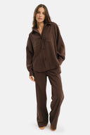 Set - Camicia oversize e Pantalone Straight Caffè