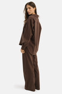 Set - Camicia oversize e Pantalone Straight Caffè