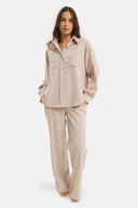 Set - Camicia oversize e Pantalone Straight Panna