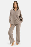 Set - Camicia oversize e Pantalone Straight Perla