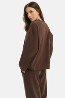 Maglia Girocollo a taglio Felpa Caffè