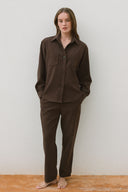 Set - Camicia oversize e Pantalone baggy Caffè