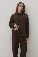 Set - Camicia oversize e Pantalone baggy Caffè